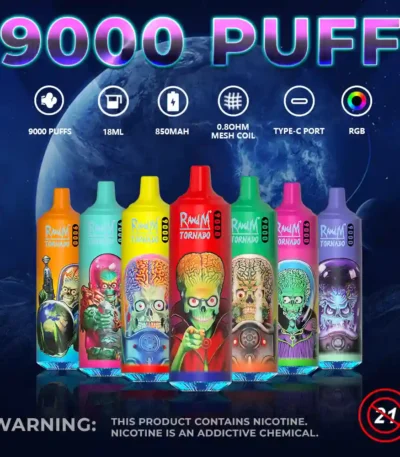 Fumot RandM Tornado 9000 – designerska jednorazówka z efektami świetlnymi RGB | JednoPuff.pl
