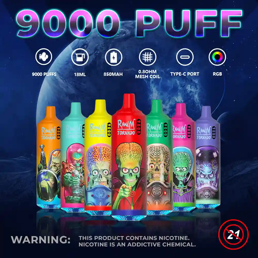 Fumot RandM Tornado 9000 – designerska jednorazówka z efektami świetlnymi RGB | JednoPuff.pl