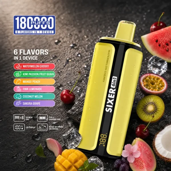 Umin Sixer 6 in 1 180000 – wielosmakowy vape z systemem 6 wymiennych komór | JednoPuff.pl