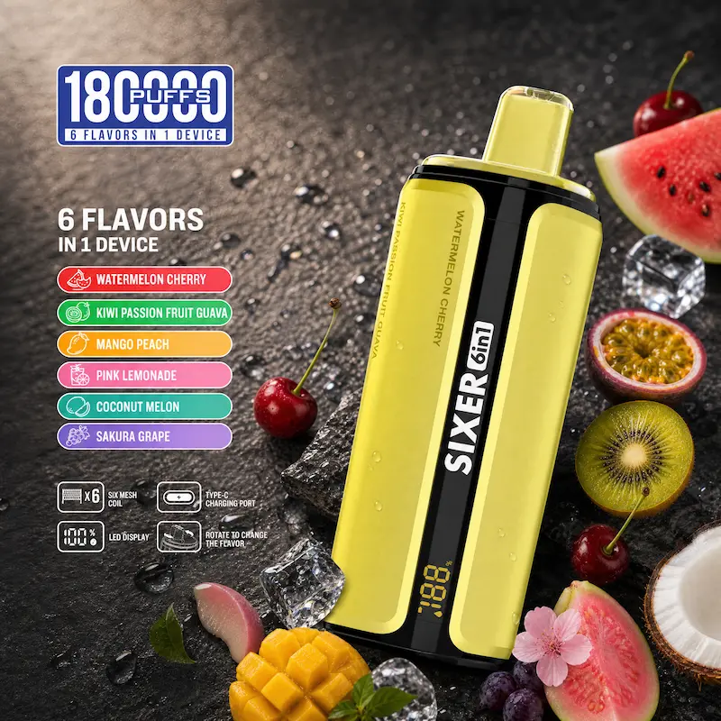 Umin Sixer 6 in 1 180000 – wielosmakowy vape z systemem 6 wymiennych komór | JednoPuff.pl