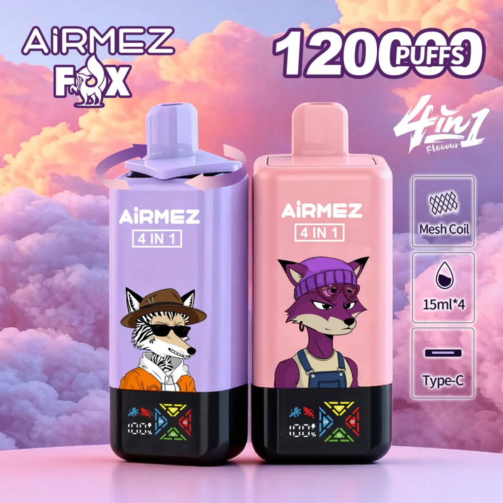 Airmez Fox 4w1 120000 – innowacyjny system 4-smakowy o pojemności 60ml | JednoPuff.pl