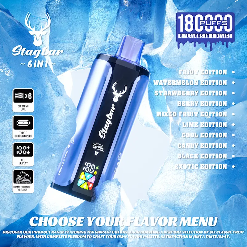 Stag Bar 6 in 1 180000 – rewolucyjny vape 6-smakowy o rekordowej pojemności 108ml | JednoPuff.pl