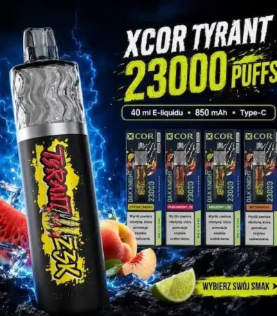XCOR Tyrant 23000 – ergonomiczna jednorazówka z efektownym podświetleniem | JednoPuff.pl