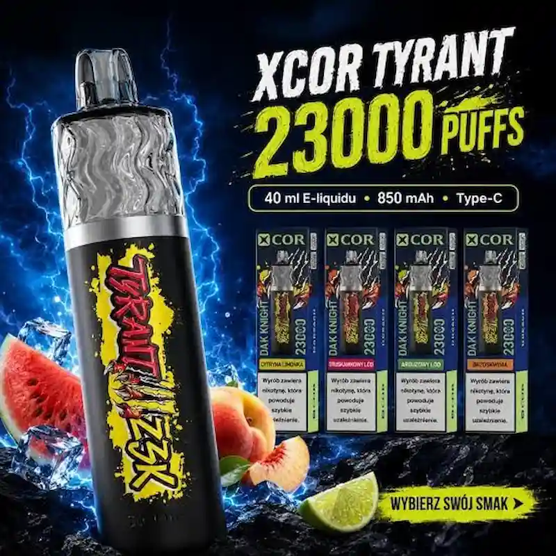 XCOR Tyrant 23000 – ergonomiczna jednorazówka z efektownym podświetleniem | JednoPuff.pl