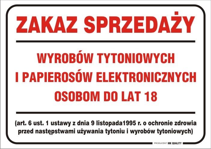 Ikona zakazu lub symbol wskazujący na nielegalność sprzedaży produktów nikotynowych online na platformach ogłoszeniowych w Polsce.